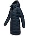 MARIKOO Damen Langer Wintermantel warmer Steppmantel mit abnehmbarer Kapuze Kaltnäschen 16 Navy Gr. S
