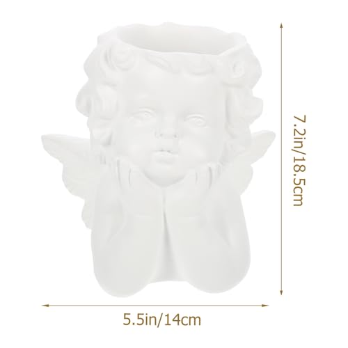 Pot de fleur mignon avec figurine d'ange léger en résine blanche durable