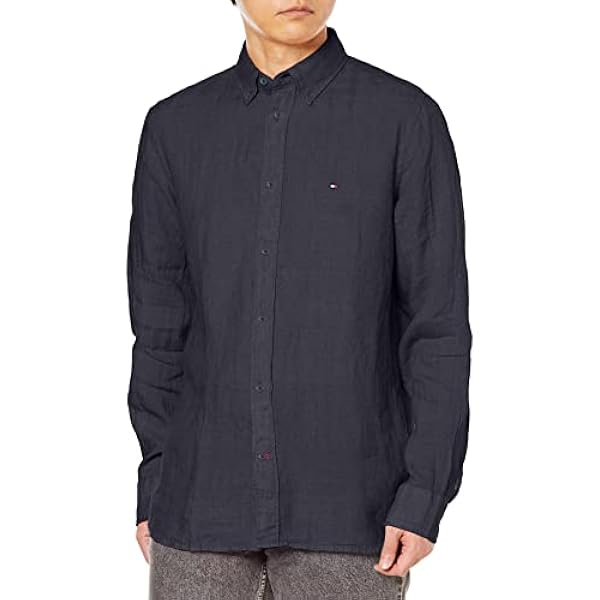 Tommy Hilfiger Camisa de corte regular manga larga con botones cuello azul claro