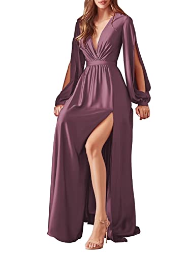 Robe de bal en satin mauve idéale pour briller lors d'un grand gala