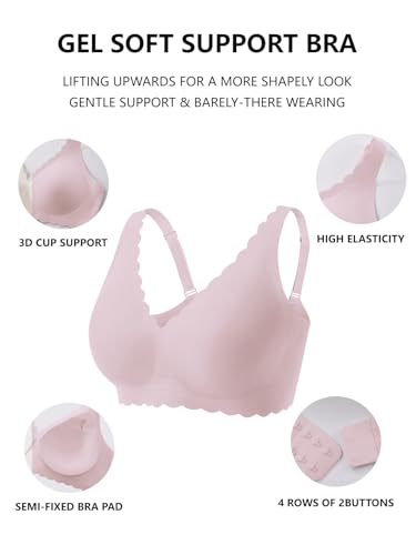 Push Up Bras for Women No Underwire Seamless Support Full Coverage Plunge Bralettes Wireless Scalloped Tshirt Bras