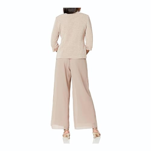 Le Bos Women's Elegant 3-Piece Georgette Pant Set with Sequin Embroidered Trim2
