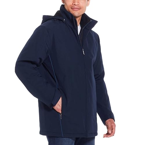 Weatherproof Men’s Ultra Tech Removable Fleece Lined Hood Jacket (Blue,Small)