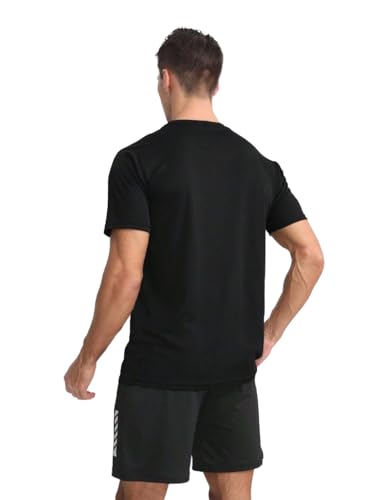 LEOTUDE Men's Regular Fit Half Sleeve Round Neck Cottonblend Tshirt (Color Black)