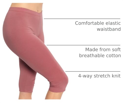 Image of STRETCH IS COMFORT Cotton Capri Leggings, Knee Length Pants, Plus Size