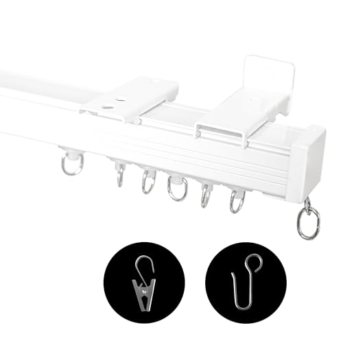 RoomDarkning Ceiling Curtain Track, Ceiling Wall Mount Room Divider Curtains Track Rods Heavy Duty...