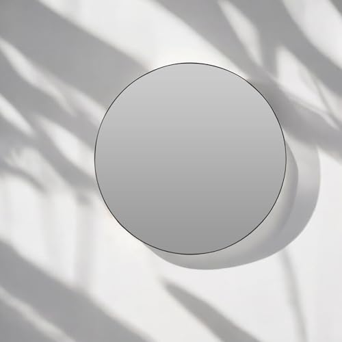 Well Home Okrągłe lustro Ø55cm z metalową ramą w kolorze czarnym i 2 hakami