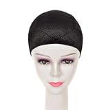 Lenaqueen Wig Grip Cap 2-in-1 Adjustable Comfortable Velvet Wigs Cap for Lace Frontals and Wigs,Silk ice Wig Cap (Black)