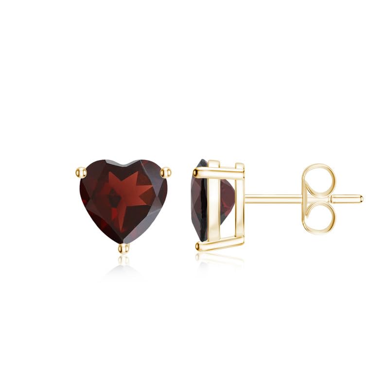 Image of Goldhartz Sterling Silver Genuine, Created or Simulated Birthstone Gemstone 7mm Heart Stud Earrings