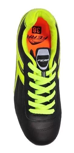 Chuteira Couro Society Preto Amarelo Limão Grama Sintetica Solado Emborrachado (40)