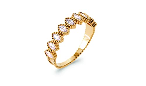 Bague Plaqué Or 18 carats Diadème Oxyde de Zirconium Marquise Tata Gisèle Femme