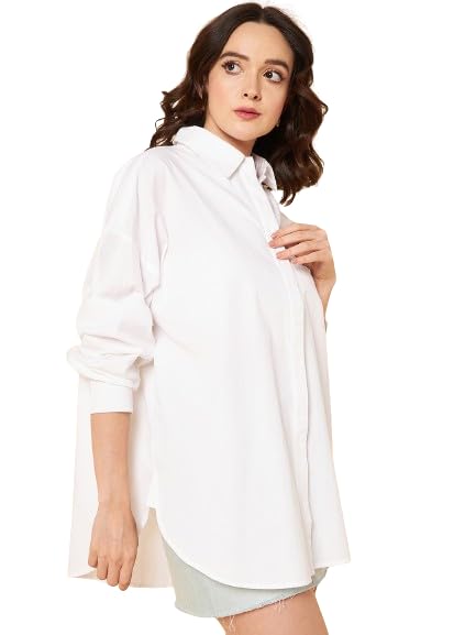 Women's Solid Spread Collar Oversized Fit Shirt