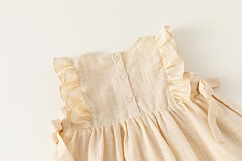 Toddler Girls Cute Solid Color Princess Dress Crew Neck Butterfly Lace Up Skirt Sleeveless Little Girl Outfits4