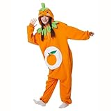 Supodon Adult Onesie Orange Costume Pajamas Cosplay Fruits Homewear Halloween Unisex Sleepwear Jumpsuit for Men Women