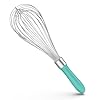 U taste balloon whisk for cooking 1810 stainless steel kitchen wire whisk 12in large heavy duty egg beater manual mixing tool with 12 high flex wires for stirring blending sauce aqua sky  urban country home decor