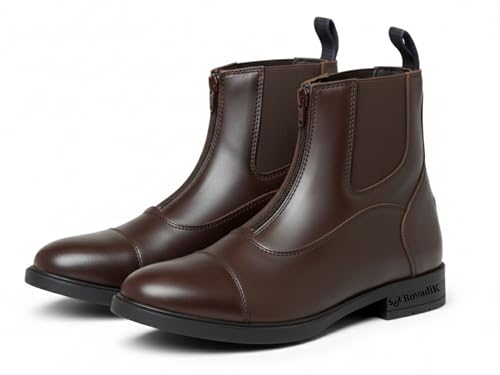 Genuine Leather Short Horse Riding Jodhpur Boots with Front Zippe...