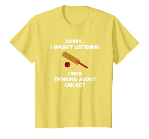 Cricket Game T-Shirt - Funny Listening - Bat T-Shirt, Youth, Lemon Yellow, X-Small