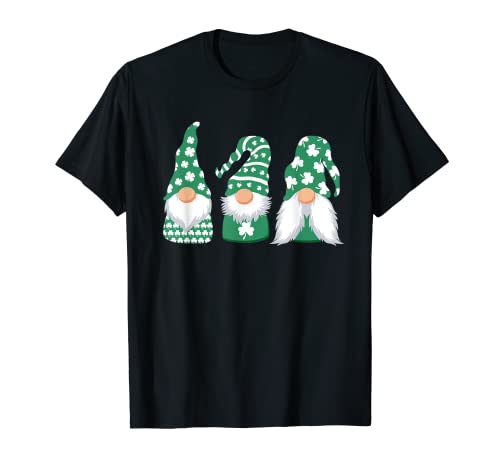 Tres gnomos sosteniendo trébol San Patricio regalo del día Camiseta