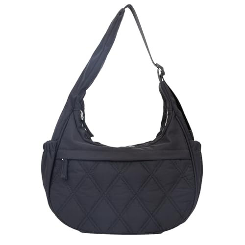 Image of JANKS Small Puffer Crescent Shoulder Bag for Women, Nylon Quilted Puffy Crossbody Purse, Cute Hobo Shoulder Handbags