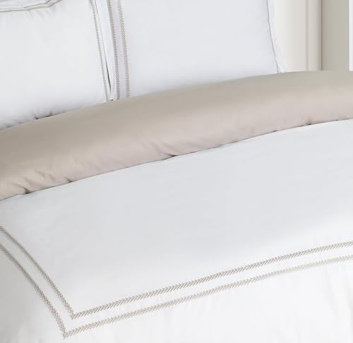 Majestic Giftware Madison Linen 8 Pcs 44" Twin Size Bedding Set (BL55-44T) | Riviera - Taupe 400 TC 100% Cotton Sateen | 2 Fitted Sheets, 2 Duvets, 4 Pillowcases - Noble Collection