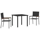 Homgoday 3-teiliges Garten Essset Schwarz Poly Rattan Outdoor M?Bel mit Sessel Model3379702