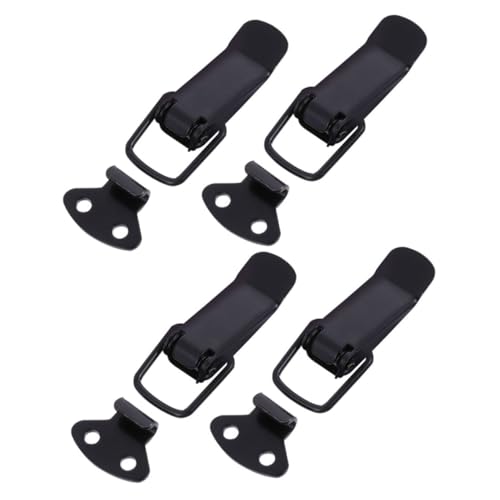 DOITOOL Loquet à Ressort En Métal Noir, Verrou De Tension Moyen Pour Porte D'armoire, Fenêtre Et Boîte, Lot De 4 Set De Pièces, Fermeture Fiable Pour Usage Domestique Et Bureau