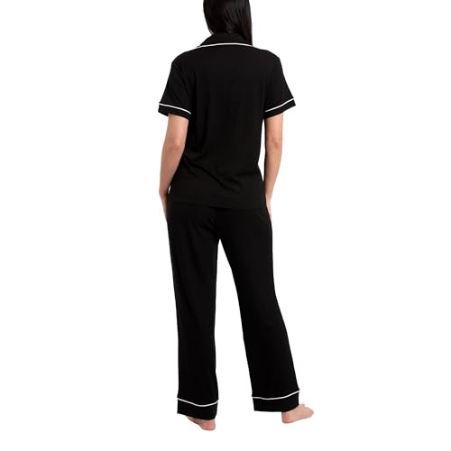 Nicole Miller New York Women's Pajamas 2 Piece Soft Ribbed Notch Collar Button Down PJ Set3