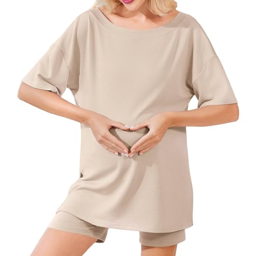Tenue d'été 2025 décontractée abricot ensemble t-shirt ample et short pour moments de détente