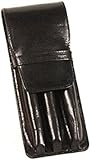 Aston Leather Triple Pen Case Black