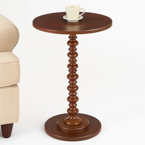 Image of VASIL MART Wooden Round Bed Side Table End Table, Side Table, Night Stand Beah Table for Living Room Bedroom (Brown b)