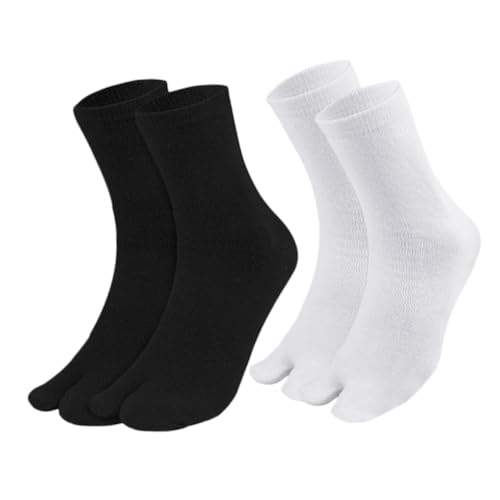 IWOWHERO 2pairs Women Toe Separated Socks Non-skid Silicone Design Comfortable Breathable Foot Alignment Socks for Casual Sports and Everyday Wear