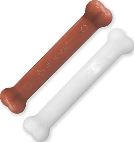 Image of Nylabone Power Chew Original Bone Dog Toys, Chicken & Bacon Flavor, 2 Count | Large breeds, durable chew toys, discourages destructive chewing, long lasting, flavor throughout, for dogs up to 50 pounds