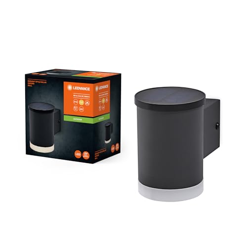 LEDVANCE Iluminación exterior ENDURA STYLE SOLAR OXFORD, 0,5W, 50lm, luz de pared, gris, iluminación indirecta, batería recargable, tipo de protección IP44, temperatura de color 3000K, blanco cálido