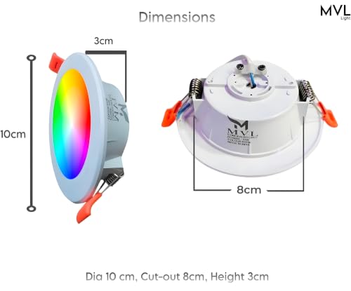 Image of 10W 7 in 1 Multicolor LED Ceiling Down Light | Round Concealed Ceiling Light Pack of 8