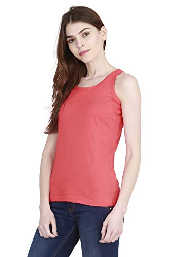 Image of FLEXIMAA Women's Cotton Plain Round Neck Sleeveless T-Shirt