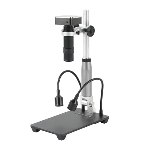 Microscope 48MP 4K Digital HDMI USB Microscope Camera Touch Panel 1-130X C-Mount Lens for Phone Repair Soldering, Holder Stand B