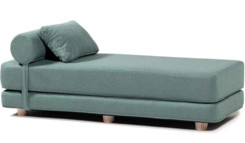 Image of SOUL CRAFT Modern Modular Daybed /Fold-Out Sleeper, Beige, Velvet Fabric, Converts to 2 Single Beds or 1 Queen Bed, with Mattress 203 cm x 74 cm(6.66 ft x 2.43 ft) Green