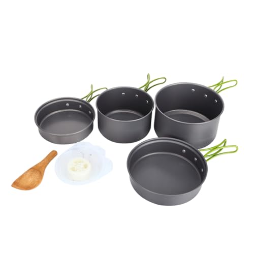 HONMEET 2-3 Person Camping Pot Cookware Set Portable Aluminum Dinnerware for Outdoor Cooking