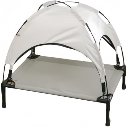 HeartTrend 高密度オックスフォード布アップグレードペットケージベッド 四季兼用超大号テント式猫ケージ 着脱洗い可能透気涼爽離地防湿ペットベッド 咬みにくいキャンプ用ポータブルペットケージ ?化思路 (オフホワイト,大きい)