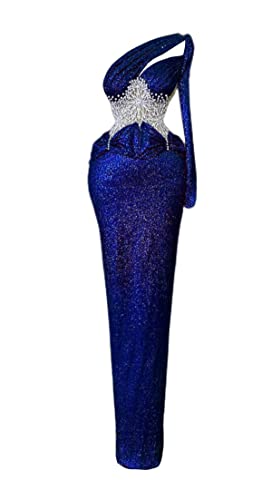 Keting Green Pearls Sequined Mermaid One Shoulder Prom Shower Party Dress Evening Celebrity Pageant Gala Gown