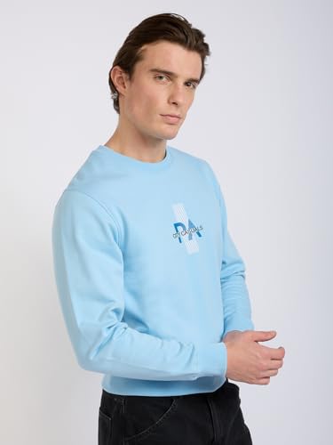 Image of Park Avenue Men Full Sleeve Slim Fit Print Pattern Cotton Polyester Blend Regular Neck Regular Neck Casual Sweatshirt