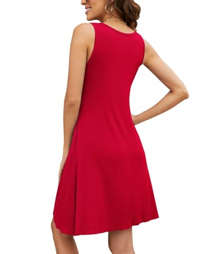 Image of Summer Dresses for Women Casual Sleeveless Swing Sundress with Pockets