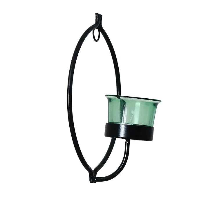 Applique murale verre vert diffusant lumiere tamisee bougie incluse