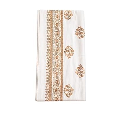 Traditional White Shawl with Golden Floral Border, 78x36 Inch, for Wedding, Felicitation and Religious Functions-picture-53