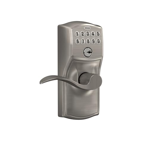SCHLAGE Satin Nickel FE595VCAM619ACC Camelot Keypad Entry with Flex-Lock and Accent Levers