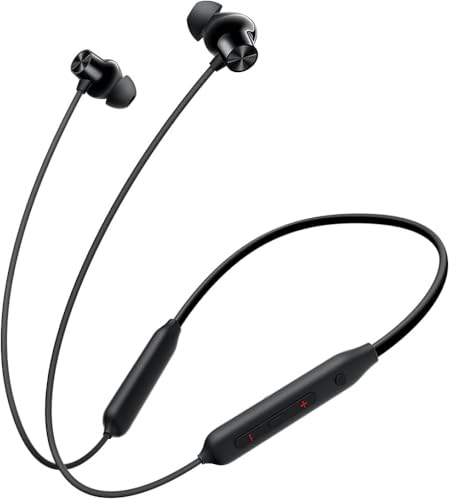 Image of 1+ Wireless Bluetooth Neckband Earphones, Black, with ANC, Magnetic On /Off, 28 Hours Playback
