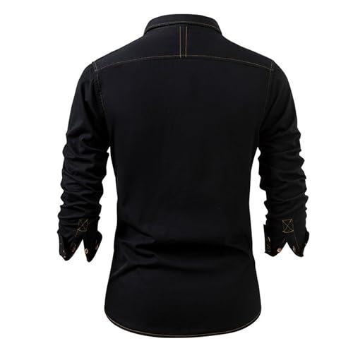 Maiyifu-GJ Men's Long Sleeve Cotton Denim Shirts Casual Lightweight Button-Down Shirt Fall Denim Jacket Trucker Jean Coats3