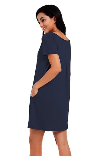 Image of Alaster Women's Casual Summer T Shirt Dress Loose Short Sleeve Tunic Dress with Pocket for Women