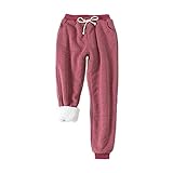 Pantalones De Jogging Mujer Algodón Cálido Invierno Jogging Pantalones Forrados Polar Térmico Pantalones Deportivos Largos Pantalones De Ocio con Bolsillos con Cordón Cómodos (Color : Burgundy, Size