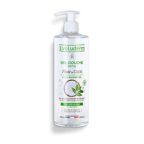 EVOLUDERM - Gel Douche Pluie de Coco - 500 ml - 96% d'Origine Naturelle - Végan - Fabrication Française
